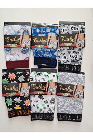 Erkek Desenli Likralı Pamuklu Boxer 5li Paket