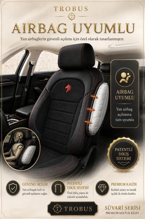 Peugeot 301 2012 Sonrası Uyumlu Süvari Serisi Siyah Kırmızı Premium Tay Tüyü Koltuk Kılıfı