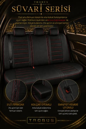 Peugeot 301 2012 Sonrası Uyumlu Süvari Serisi Siyah Kırmızı Premium Tay Tüyü Koltuk Kılıfı