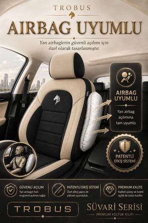 Renault Symbol 2008 Sonrası Uyumlu Süvari Serisi Siyah Bej Premium Tay Tüyü Koltuk Kılıfı