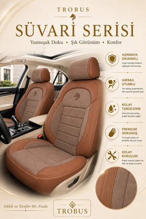 Renault Symbol 2008 Sonrası Uyumlu Süvari Serisi Taba Premium Tay Tüyü Koltuk Kılıfı