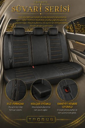 Skoda Octavia 2004 Sonrası Uyumlu Süvari Serisi Siyah Kahve Premium Tay Tüyü Koltuk Kılıfı