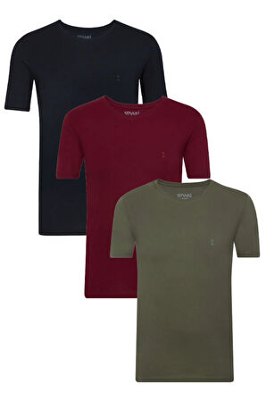 Erkek Classics Basic Fit Pamuk Yuvarlak Yaka Tshirt   3 lü