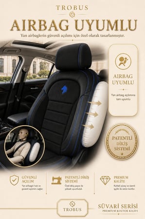 Dacia Jogger 2022-2024 Uyumlu Süvari Serisi 2+1 Ticari Tay Tüyü Siyah Mavi Koltuk Kılıfı