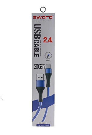 SWORD KABLO SW-C211 TYPE-C 2.4A 2 METRE MAVİ