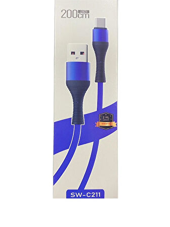 SWORD KABLO SW-C211 TYPE-C 2.4A 2 METRE MAVİ