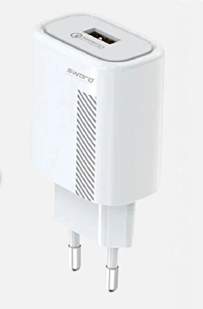 SWORD 3.0 TYPE-C ŞARJ SETİ QUALCOMM SW-CA46C BEYAZ QC18W