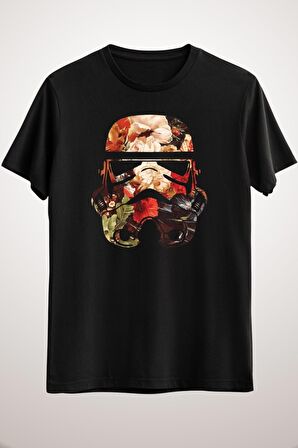 Erkek Siyah Floral Print Stormtrooper Tshirt