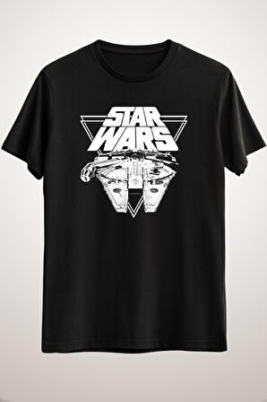 Erkek Siyah Millennium Falcon In Action  T-Shirt