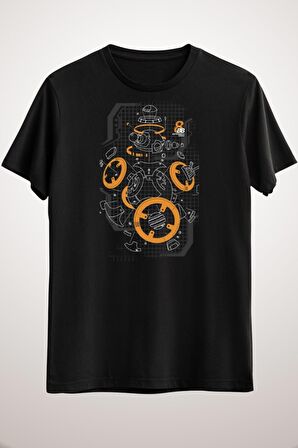Erkek Siyah Bb-8 Dismantled  T-Shirt