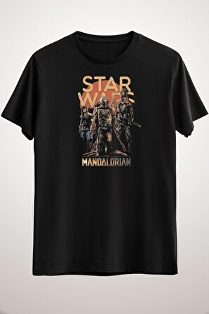 Erkek Siyah Mandalorian Sunset Logo