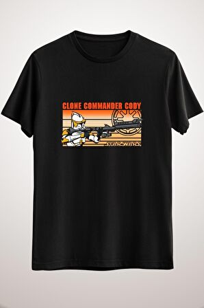 Erkek Siyah Clone Commander Cody T-Shirt