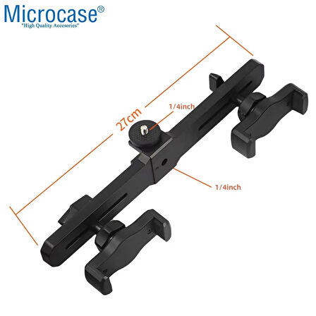 Microcase 2in1 Çift Başlıklı Ayarlanabilir 2 Telefon Tutucu Başlık - SİYAH AL5060