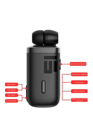 Makaralı Kulaklık Titreşimli Yaka Mandallı Makaralı Bluetooth Kulaklık 20 Saat