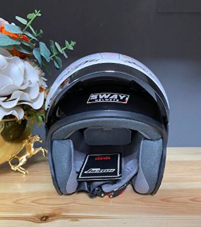 Sway Xbyc 700 Yarı Camlı Elektrikli Bisiklet Motosiklet Ve Scooter Kaskı 2XL Beden Siyah