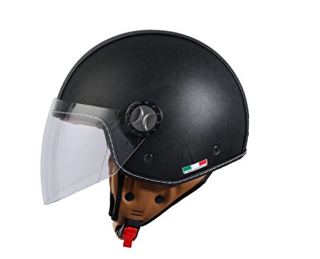 SWAY SW 701 Black Leather Yarım Kask