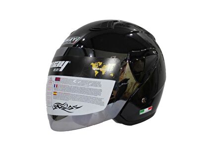 Sway Xbyc 700 Yarı Camlı Elektrikli Bisiklet Motosiklet Ve Scooter Kaskı XL Beden Siyah