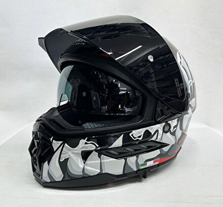 Sway Sw 868 Cannibal Black Grey Red Güneş Vizörlü Siyah Camlı M