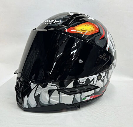 Sway Sw 868 Cannibal Black Grey Red Güneş Vizörlü Siyah Camlı XL