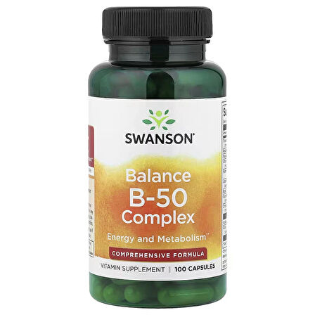 Swanson Balance B-50 Vitamin B Complex Energy and Metabolism 100 Caps