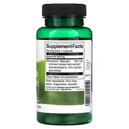 Swanson, Bacopa Monnieri, 250 mg, 90 Caps