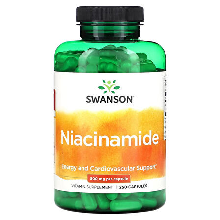 Swanson, Niacinamide, 500 mg, 250 Capsules - Non flush (Cilt desteği)