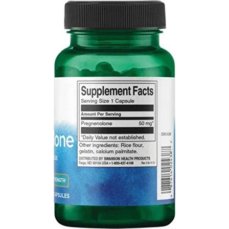 Swanson, Pregnenolone, Super Strength, 50 mg, 60 Capsules (Beyin ve Sinir Sistemi Sağlığı)