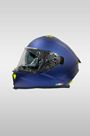 Sway 865 Solid Matt Blue Double Visor Kapalı Motosiklet Kaskı