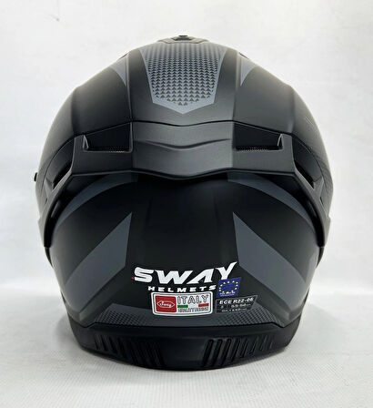 Sway SW 867 ASPHALT Black Grey Siyah Vizörlü İç Vizörlü Kapalı Kask S