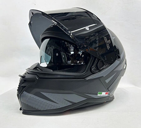 Sway SW 867 ASPHALT Black Grey Siyah Vizörlü İç Vizörlü Kapalı Kask L