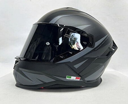 Sway SW 867 ASPHALT Black Grey Siyah Vizörlü İç Vizörlü Kapalı Kask L