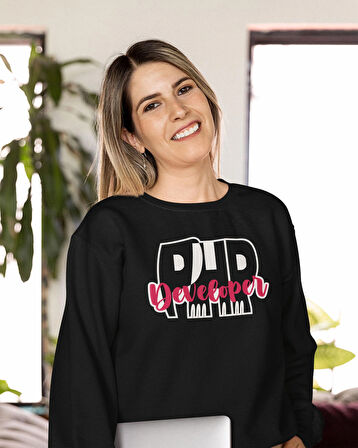 Yazılımcılara Özel PHP Developer Baskılı 2 İplik Sweatshirt