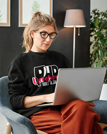 Yazılımcılara Özel PHP Developer Baskılı 2 İplik Sweatshirt