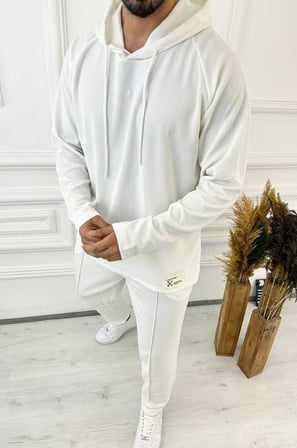 Sweatshirt Örme Natural Pamuk Kumaş Oversize Kapüşonlu Sweatshirt