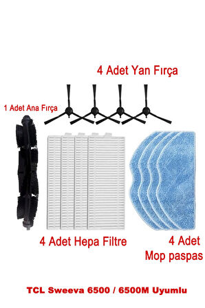 TCL Sweeva 6500 / 6500M Uyumlu Yedek Fırça Filtre Paspas Seti