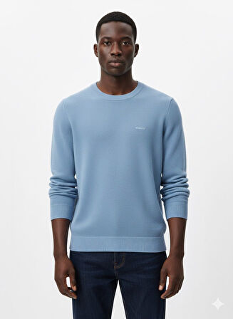 Gant Bisiklet Yaka Erkek Dokulu Sweatshirt