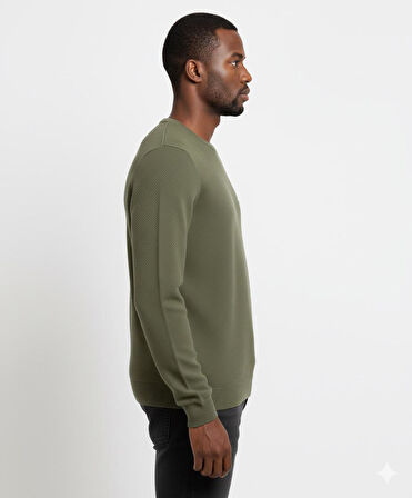 Gant Bisiklet Yaka Erkek Dokulu Sweatshirt