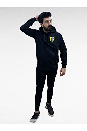 Kapşonlu Baskılı Erkek Sweatshirt Oversize