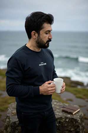 Bisiklet Yaka Erkek Baskılı Sweatshirt