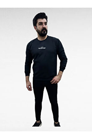 Bisiklet Yaka Erkek Baskılı Sweatshirt