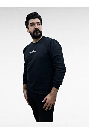 Bisiklet Yaka Erkek Baskılı Sweatshirt