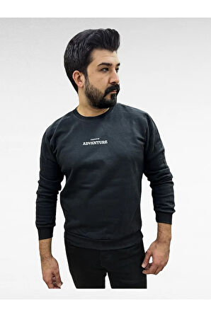 Bisiklet Yaka Erkek Baskılı Sweatshirt