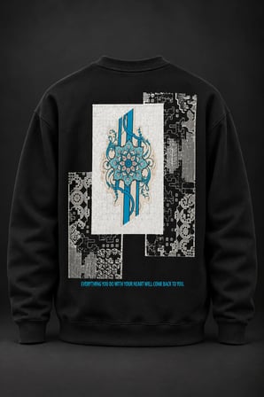 Anadolu Çini Baskılı Siyah Sweatshirt