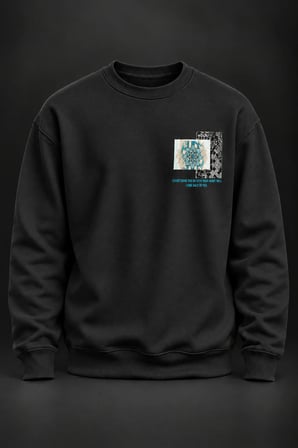 Anadolu Çini Baskılı Siyah Sweatshirt