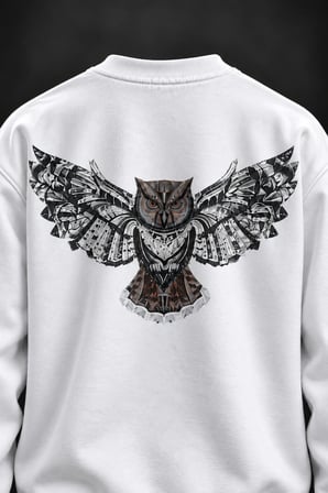 Baykuş Baskılı Beyaz Sweatshirt