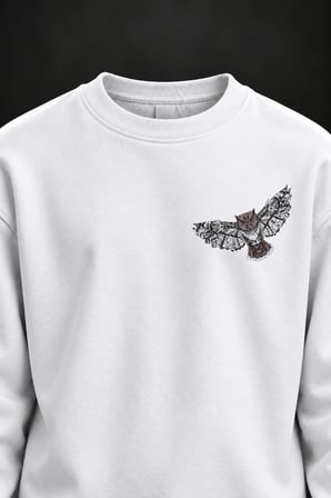 Baykuş Baskılı Beyaz Sweatshirt