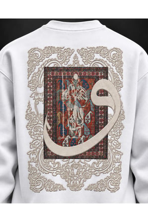 Heritage Carpet Beyaz Baskılı Sweatshirt