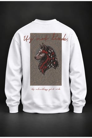 Kurt Baskılı Beyaz Sweatshirt
