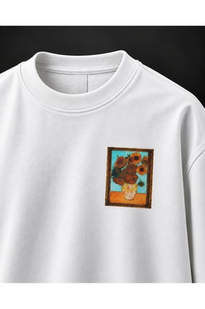 Sunflower Gallery Beyaz Baskılı Sweatshirt