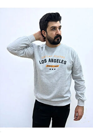 Bisiklet Yaka Ön Baskılı Oversize Erkek Sweatshirt